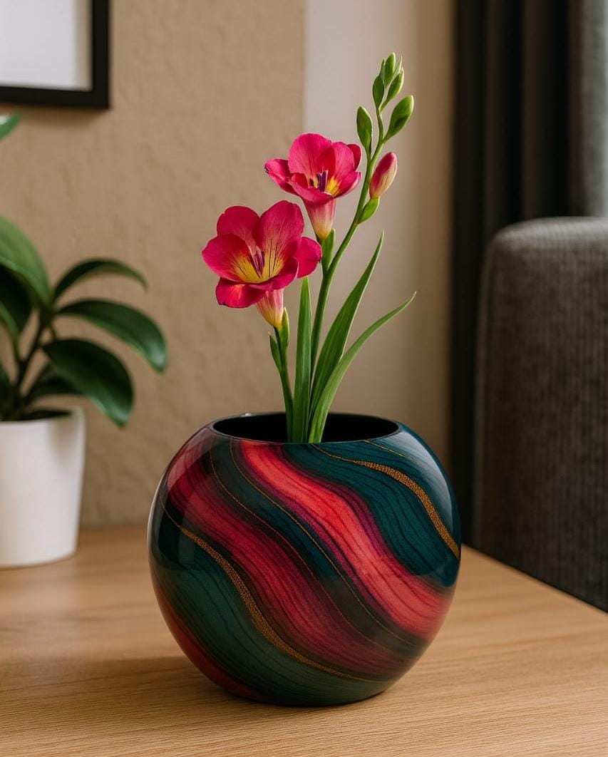 Sunset Ripple Metal Pot