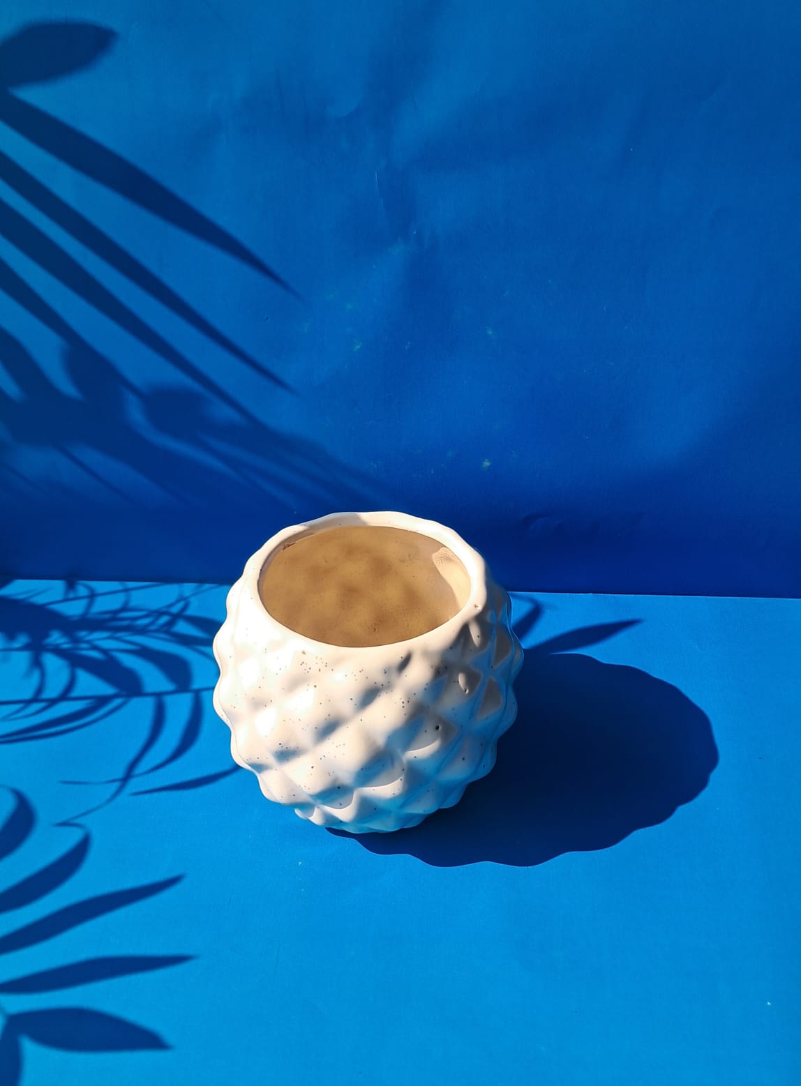 Geometric Textured Ceramic Planter – Tabletop Indoor Pot