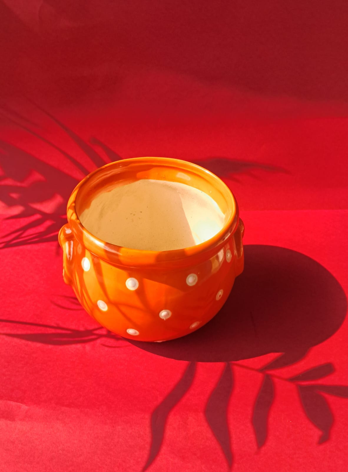 Sun Dot Orange Ceramic Planter